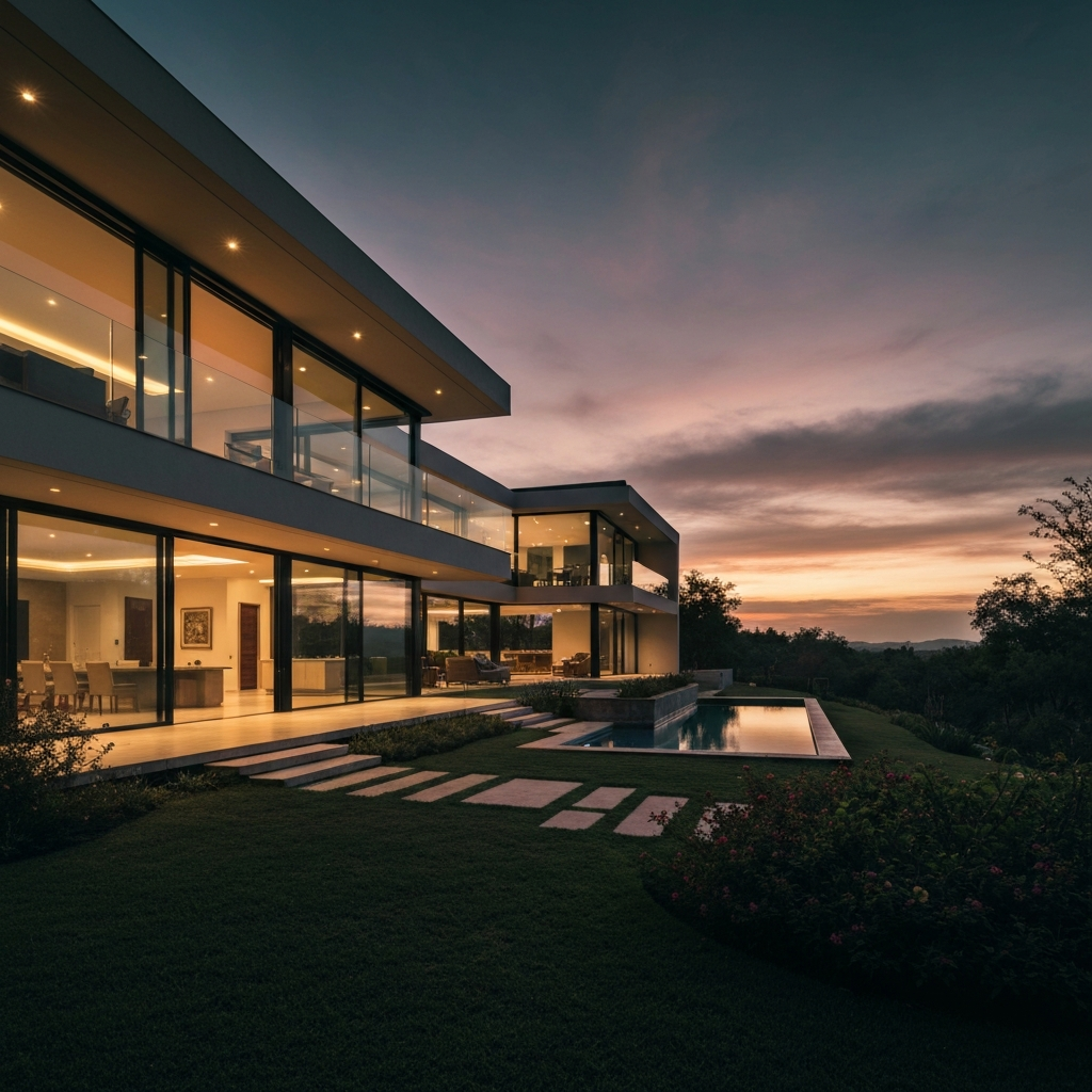 Residencia de lujo en el Valle de Toluca al atardecer
